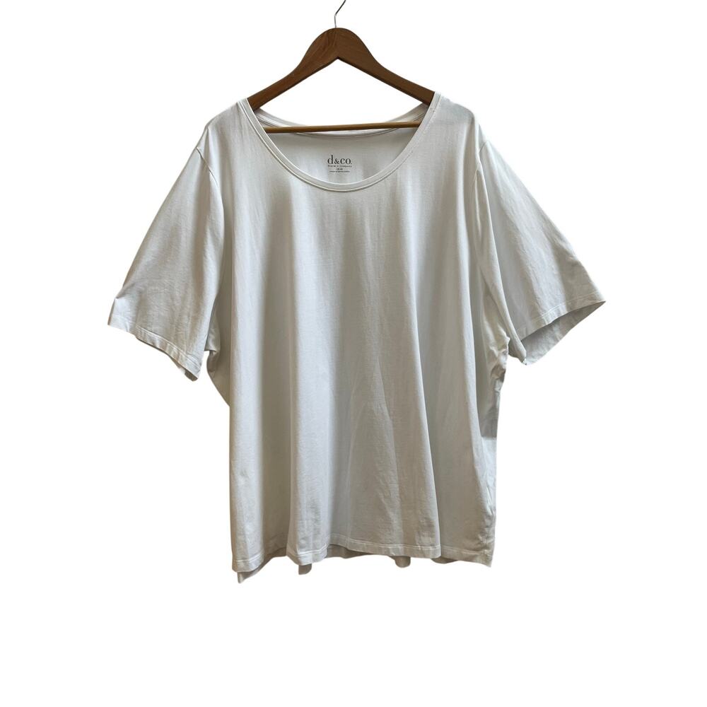 Denim & Co White Round Neckline Short Sleeve T Shirt Plus Size 4X Minimalist